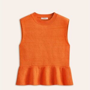 Commense Orange Sleeveless Peplum Top